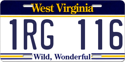 WV license plate 1RG116