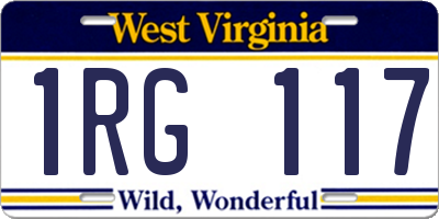 WV license plate 1RG117