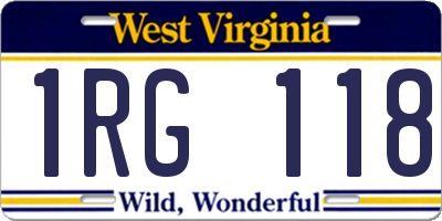 WV license plate 1RG118