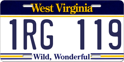 WV license plate 1RG119