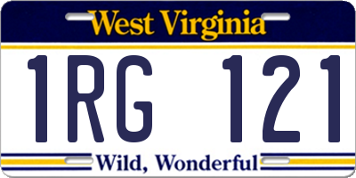 WV license plate 1RG121