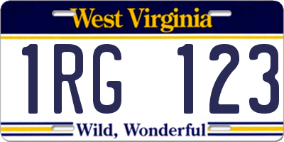WV license plate 1RG123