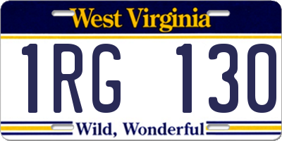 WV license plate 1RG130