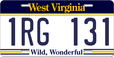 WV license plate 1RG131