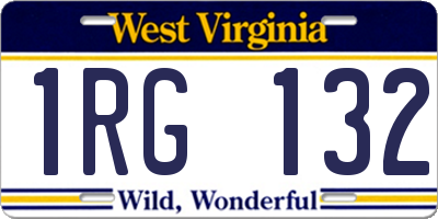WV license plate 1RG132