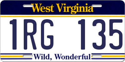 WV license plate 1RG135