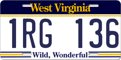 WV license plate 1RG136