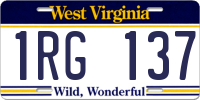 WV license plate 1RG137