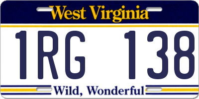 WV license plate 1RG138