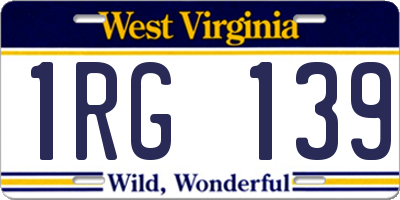 WV license plate 1RG139