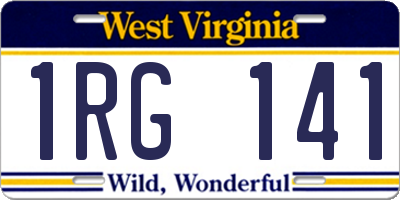 WV license plate 1RG141