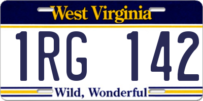 WV license plate 1RG142