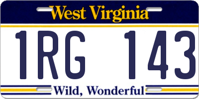WV license plate 1RG143