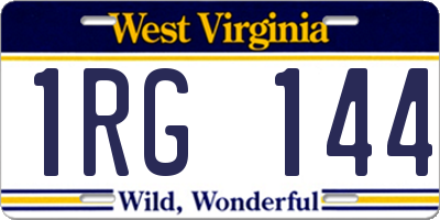 WV license plate 1RG144