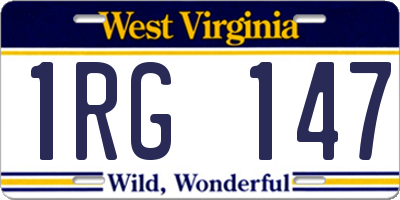 WV license plate 1RG147