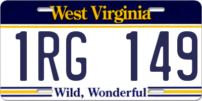 WV license plate 1RG149