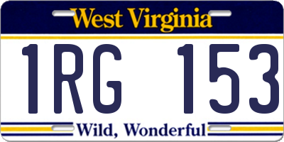 WV license plate 1RG153