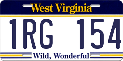 WV license plate 1RG154