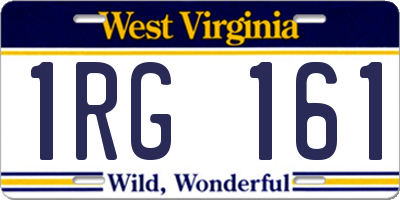 WV license plate 1RG161