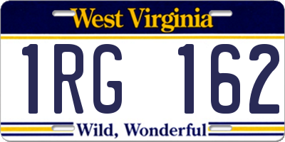WV license plate 1RG162
