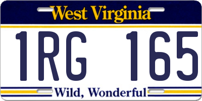 WV license plate 1RG165