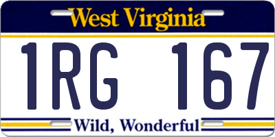 WV license plate 1RG167
