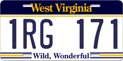 WV license plate 1RG171