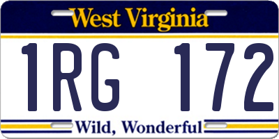 WV license plate 1RG172