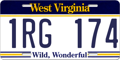 WV license plate 1RG174