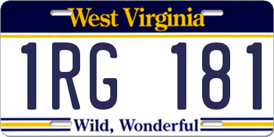 WV license plate 1RG181