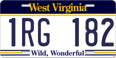 WV license plate 1RG182