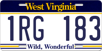 WV license plate 1RG183