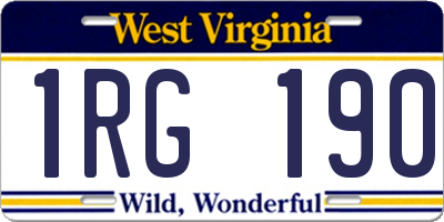 WV license plate 1RG190