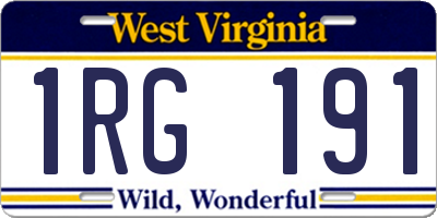 WV license plate 1RG191