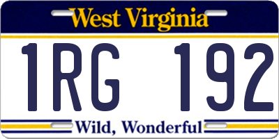 WV license plate 1RG192
