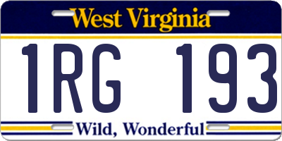 WV license plate 1RG193
