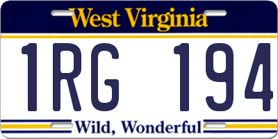 WV license plate 1RG194