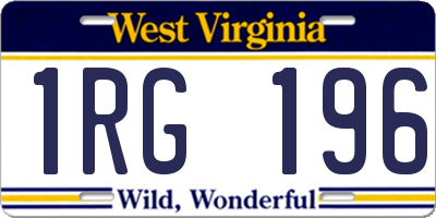 WV license plate 1RG196