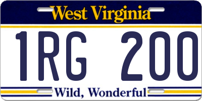 WV license plate 1RG200