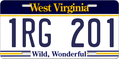 WV license plate 1RG201