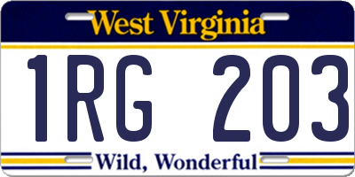 WV license plate 1RG203