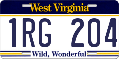 WV license plate 1RG204