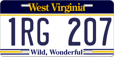 WV license plate 1RG207