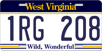 WV license plate 1RG208