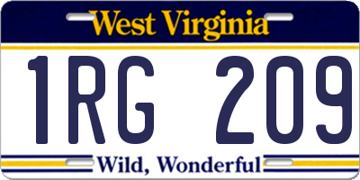 WV license plate 1RG209