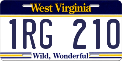 WV license plate 1RG210