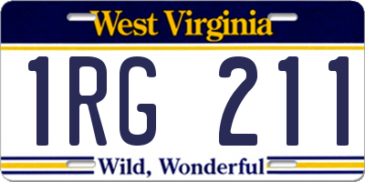 WV license plate 1RG211