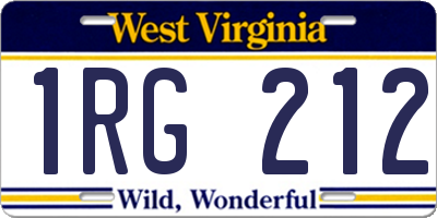 WV license plate 1RG212