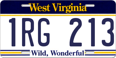 WV license plate 1RG213
