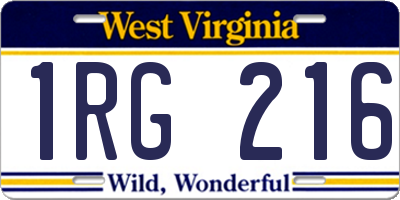 WV license plate 1RG216